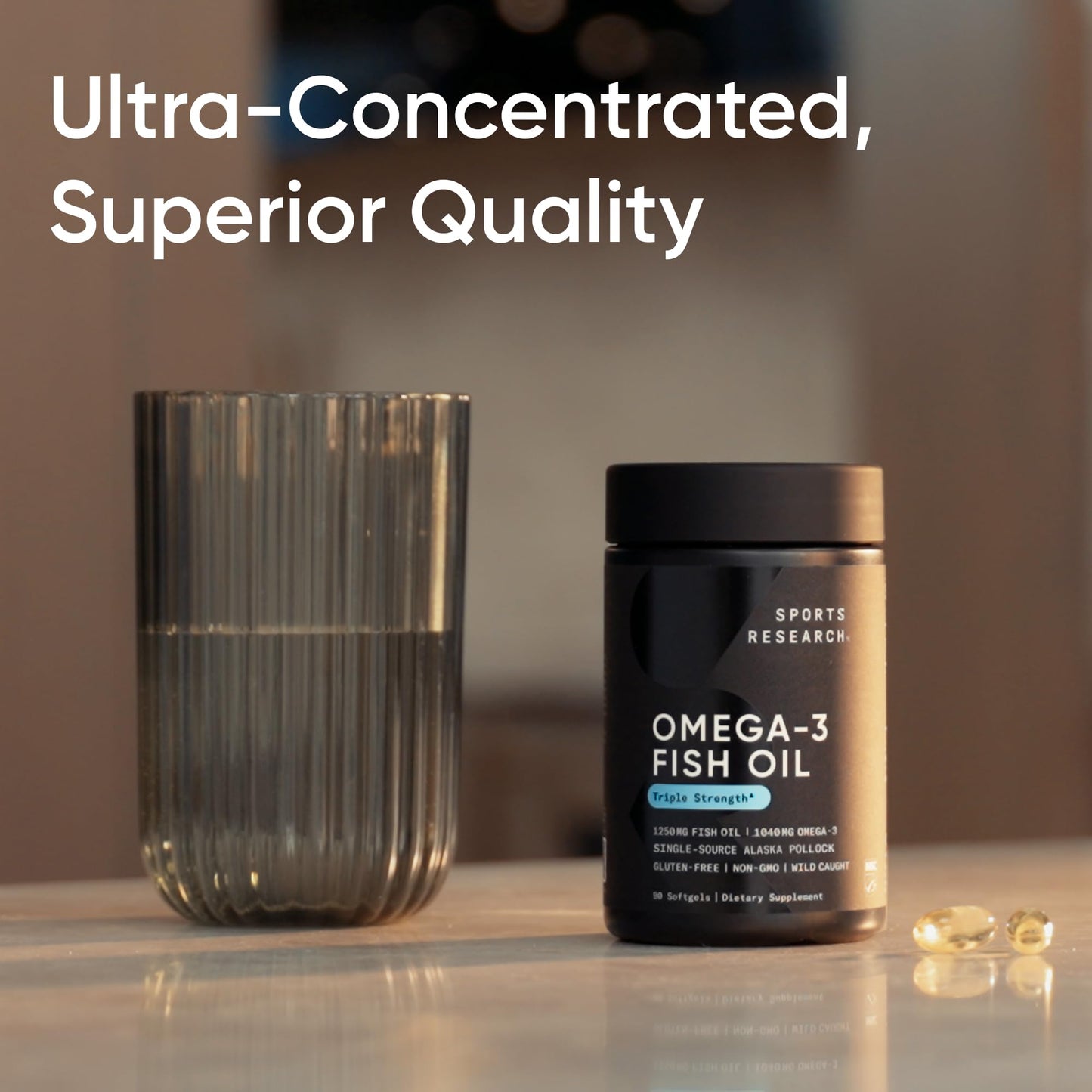 Sports Research Omega-3 Triple Strength Fish Oil 1250 mg | Burpless | 90 ct