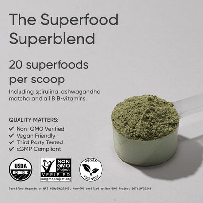 Sports Research Organic Greens Superfood Powder – Pineapple Coconut (30 Servings) | Spirulina, Chlorella, Adaptogens, Probiotics, 8 B Vitamins | Vegan, Sugar-Free