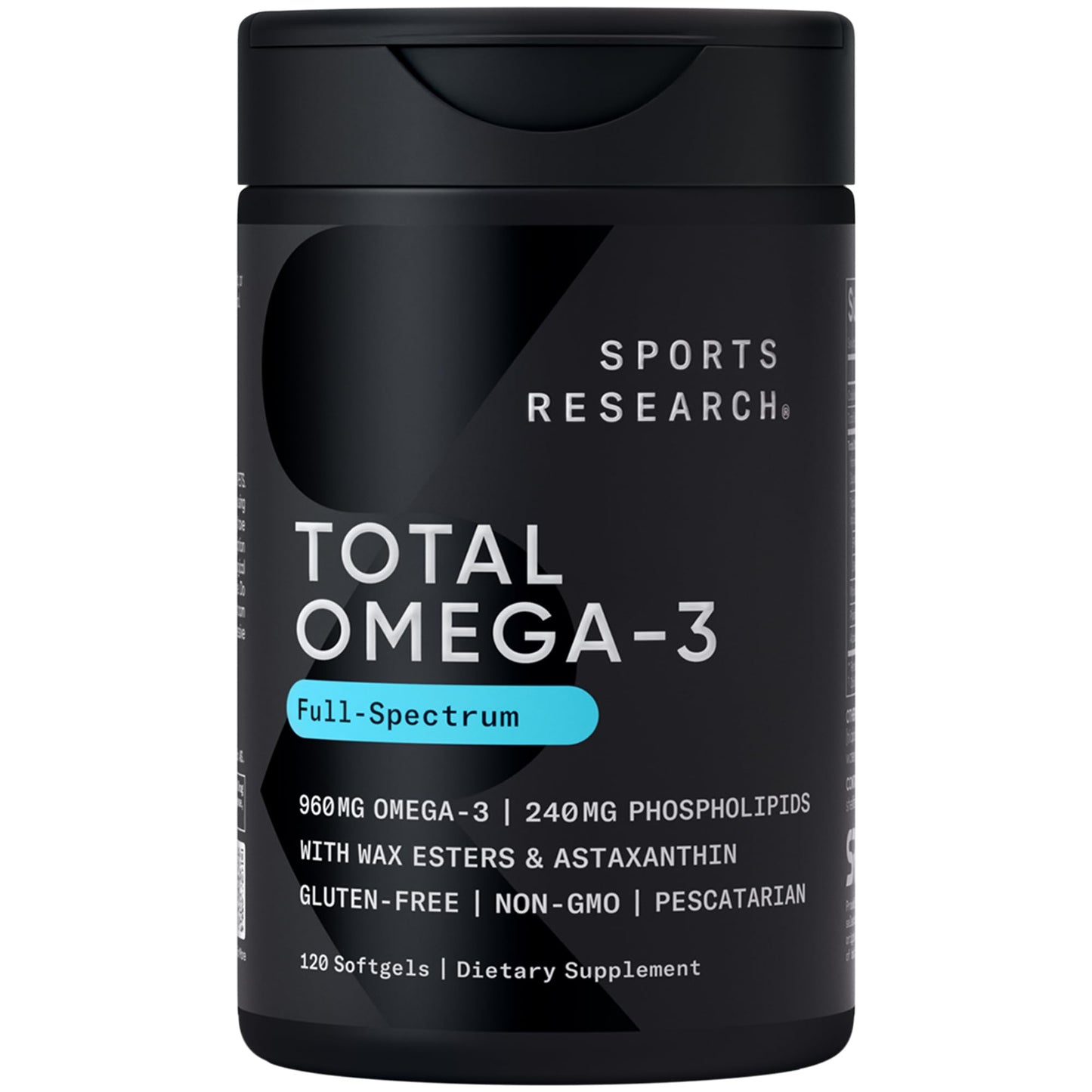 Sports Research Total Omega-3 Fish Oil 2200mg — EPA & DHA from Krill, Salmon & Pollock | 120 Softgels