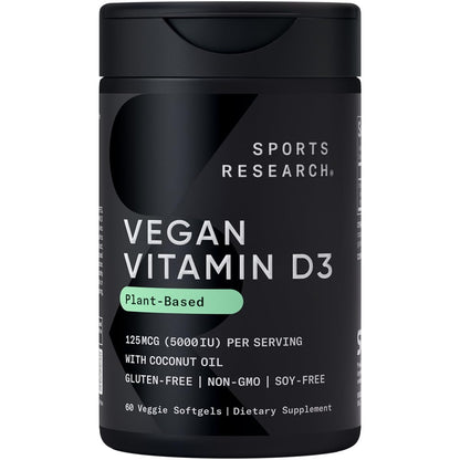 Sports Research Vegan Vitamin D3 5000IU (125 mcg) - 60 Softgels