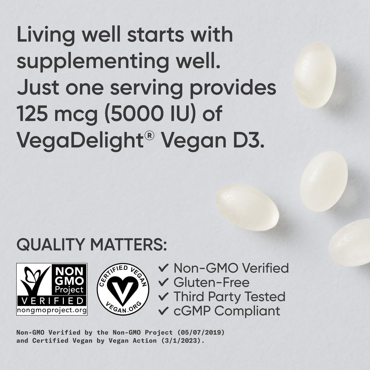 Sports Research Vegan Vitamin D3 5000IU (125 mcg) - 60 Softgels