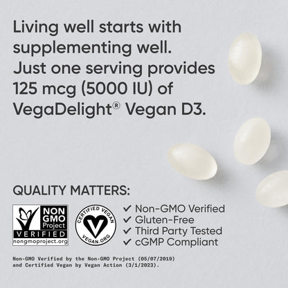 Sports Research Vegan Vitamin D3 5000IU (125 mcg) - 60 Softgels