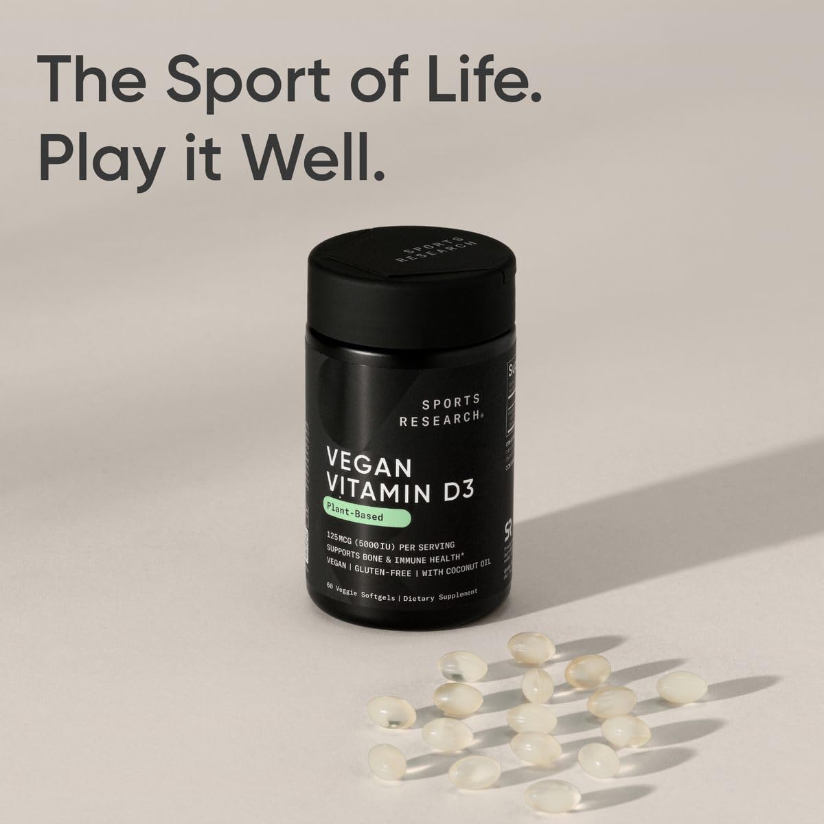 Sports Research Vegan Vitamin D3 5000IU (125 mcg) - 60 Softgels