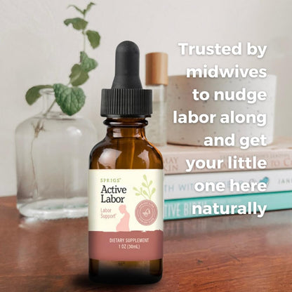 SPRIGS Active Labor 1 Oz – Herbal Birth Support Tincture with Blue Cohosh, Red Raspberry Leaf & Motherwort