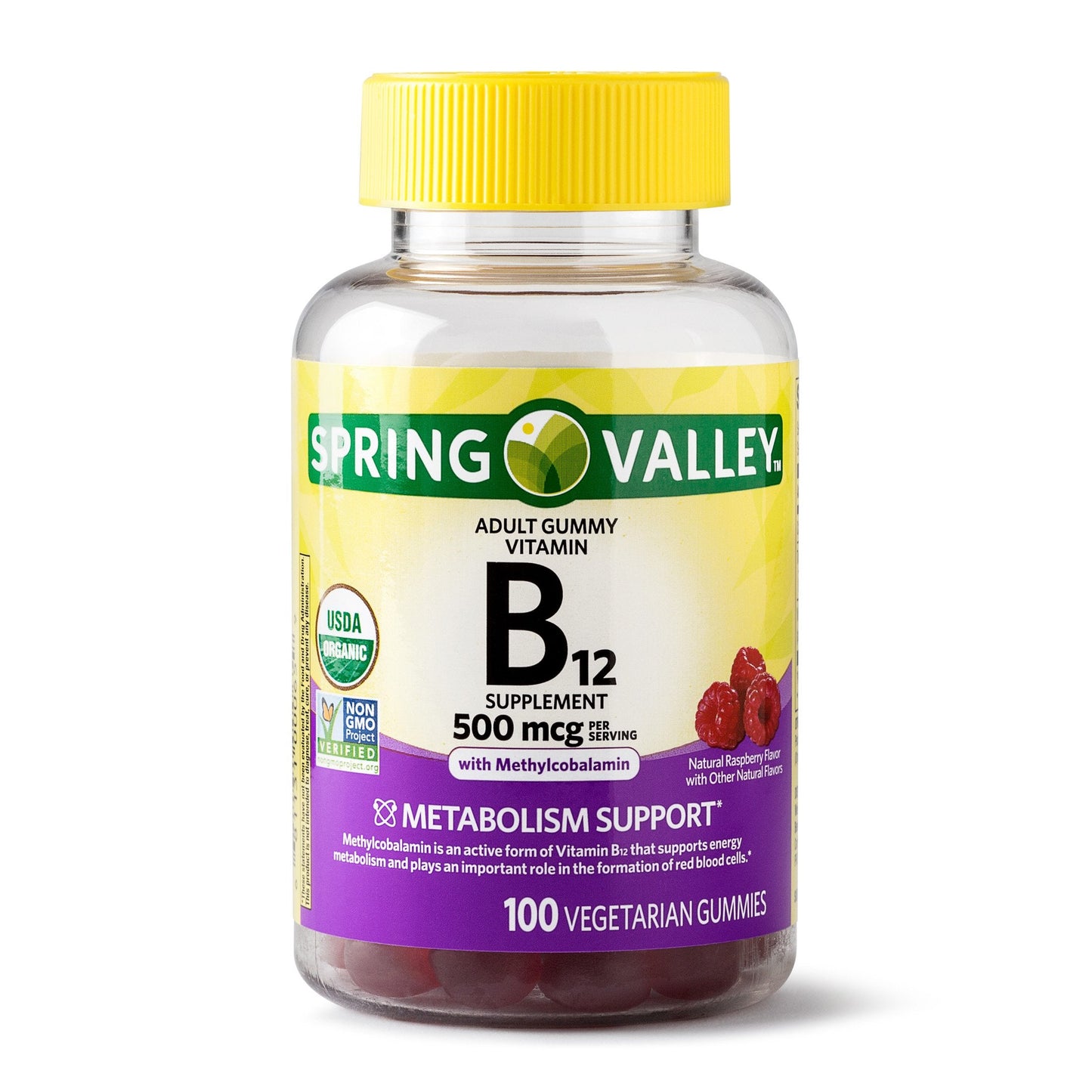 Spring Valley Vitamin B12 Gummies for Adults – Metabolism Support, Natural Fruit Flavor, 100 Gummies
