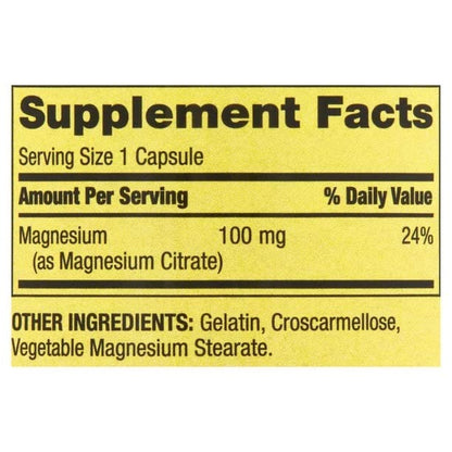 Spring Valley Magnesium Citrate 100 mg | Rapid-Release, 100 Capsules