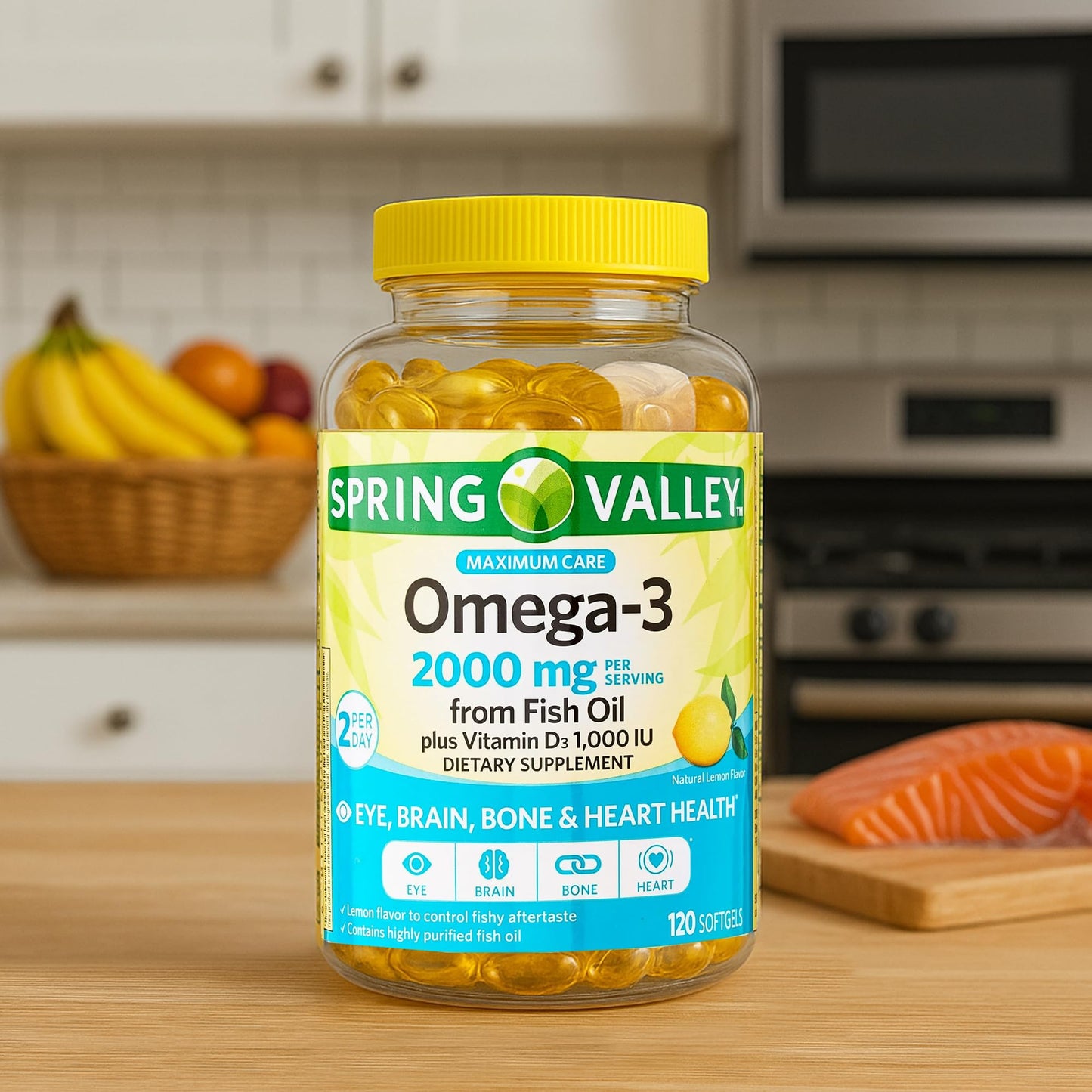 Spring Valley Omega-3 2000 mg Softgels - Eye & Heart Health (120 Ct)