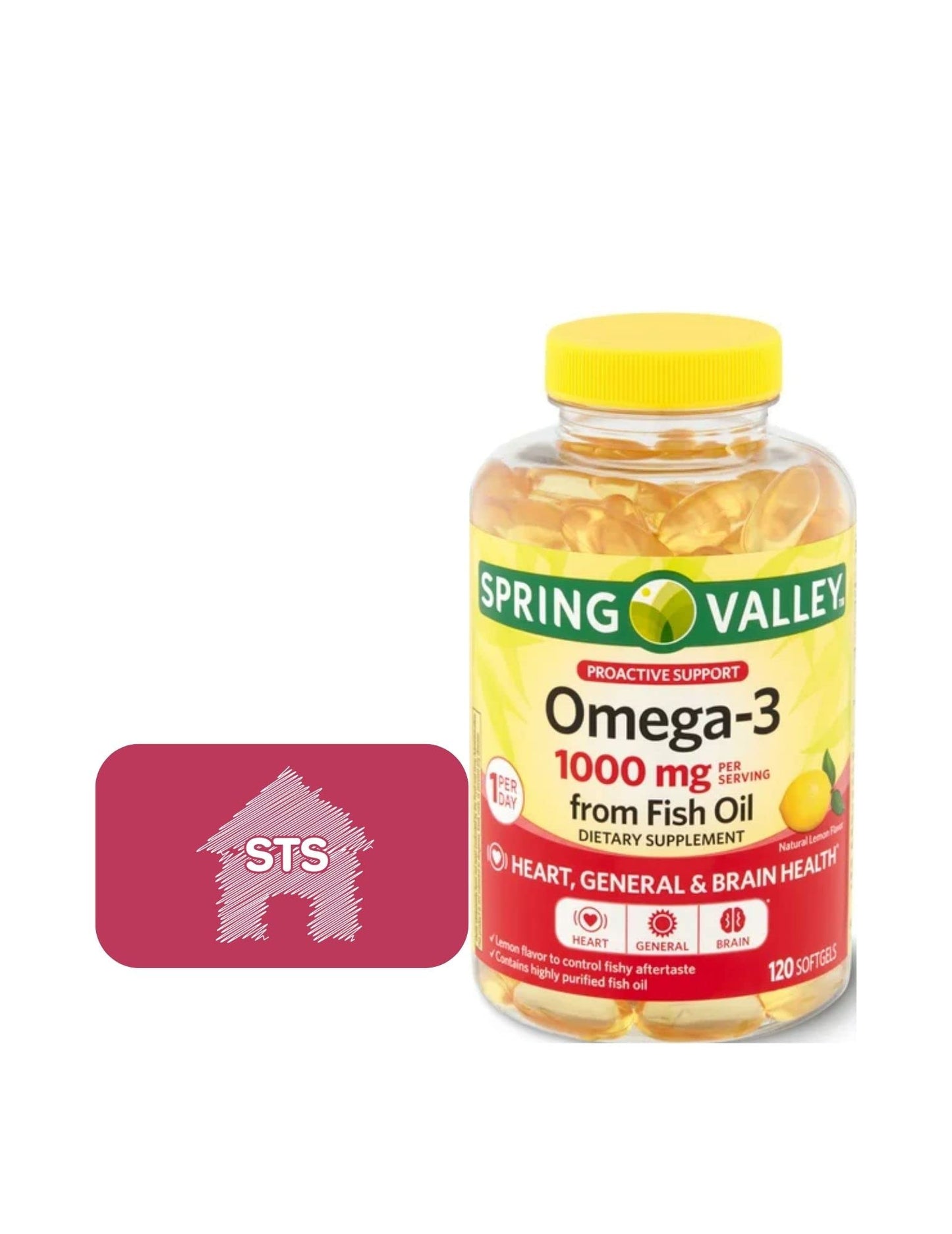 STS Home Spring Valley Omega-3 1000 mg Fish Oil Soft Gels – 120 Count