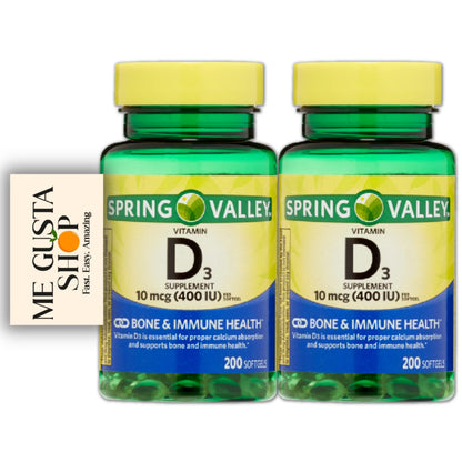 Spring Valley Vitamin D3 Softgels 400 IU (10 mcg), 200 Count Pack of 2 – Me gustas Sticker