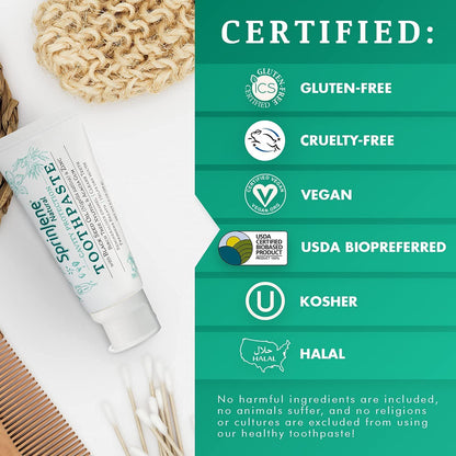 SprinJene Natural Fluoride Toothpaste – Natural Toothpaste for Gum Health & Cavity Protection – Patented Black Seed Oil & Zinc Formula for Healthy Teeth & Gums – Made in The USA (4 Pack)