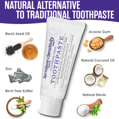 SprinJene Fluoride Free Toothpaste – Patented Black Seed Oil & Zinc | Made in USA