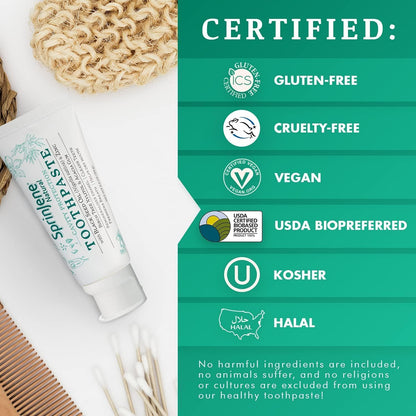 SprinJene Natural Toothpaste – Fluoride Free Clove & Mint for Healthy Gums & Fresh Breath – Made in USA (2 Pack)