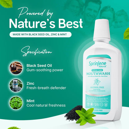 SprinJene Alcohol Free Mouthwash with Xylitol – Fluoride Free, Vegan, Made in USA