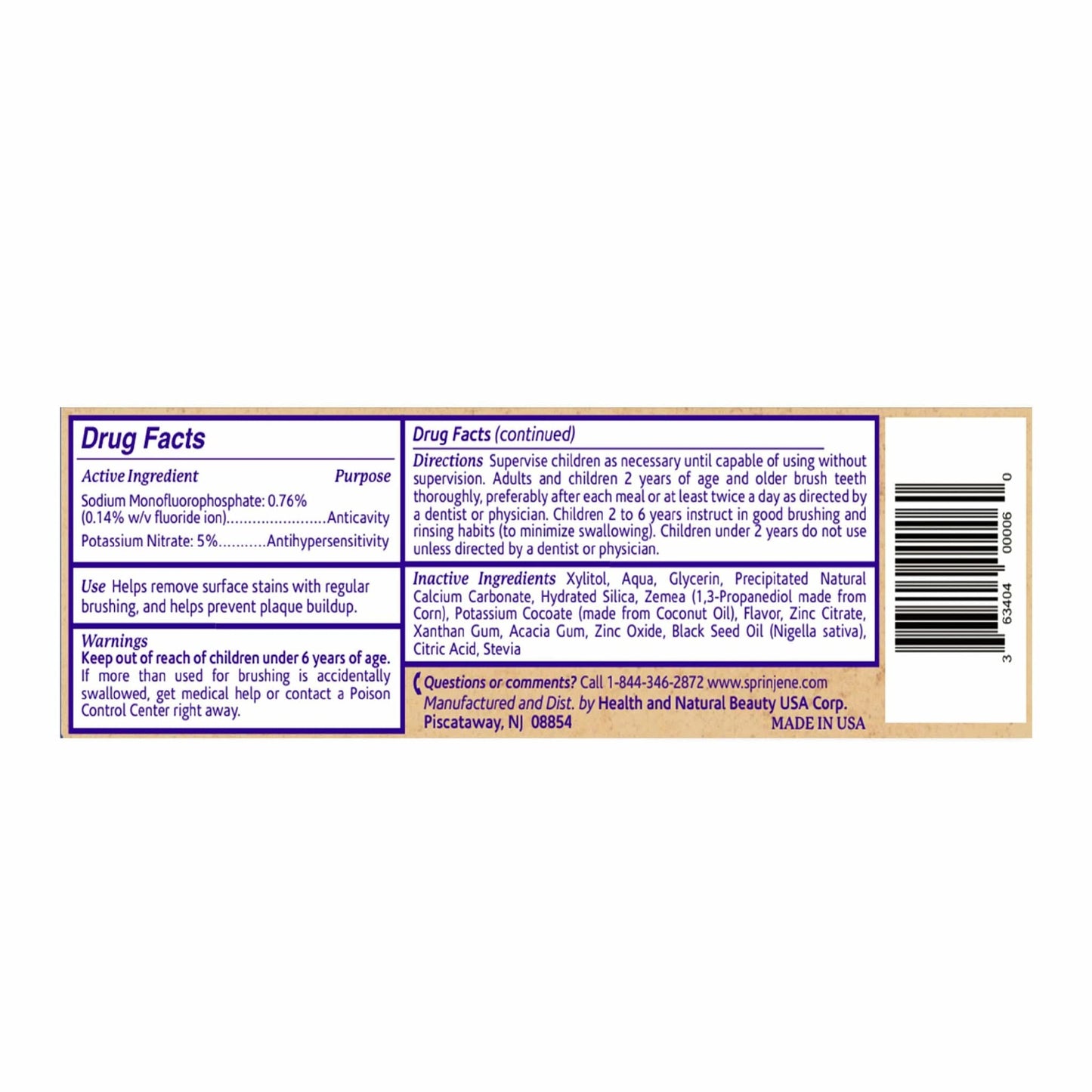 SprinJene Natural Sensitivity Relief Toothpaste – Fluoride for Sensitive Teeth – USA Made (2 Pack)