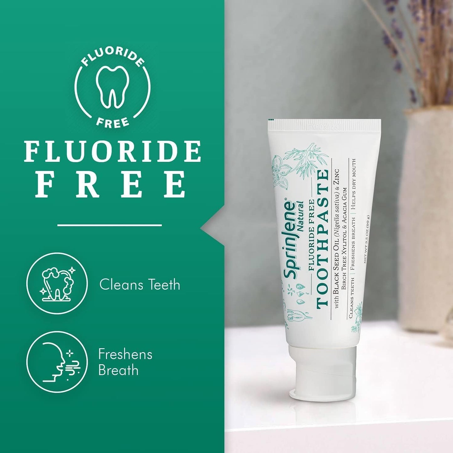 SprinJene Natural Toothpaste – Fluoride Free Clove & Mint for Healthy Gums & Fresh Breath – Made in USA (2 Pack)