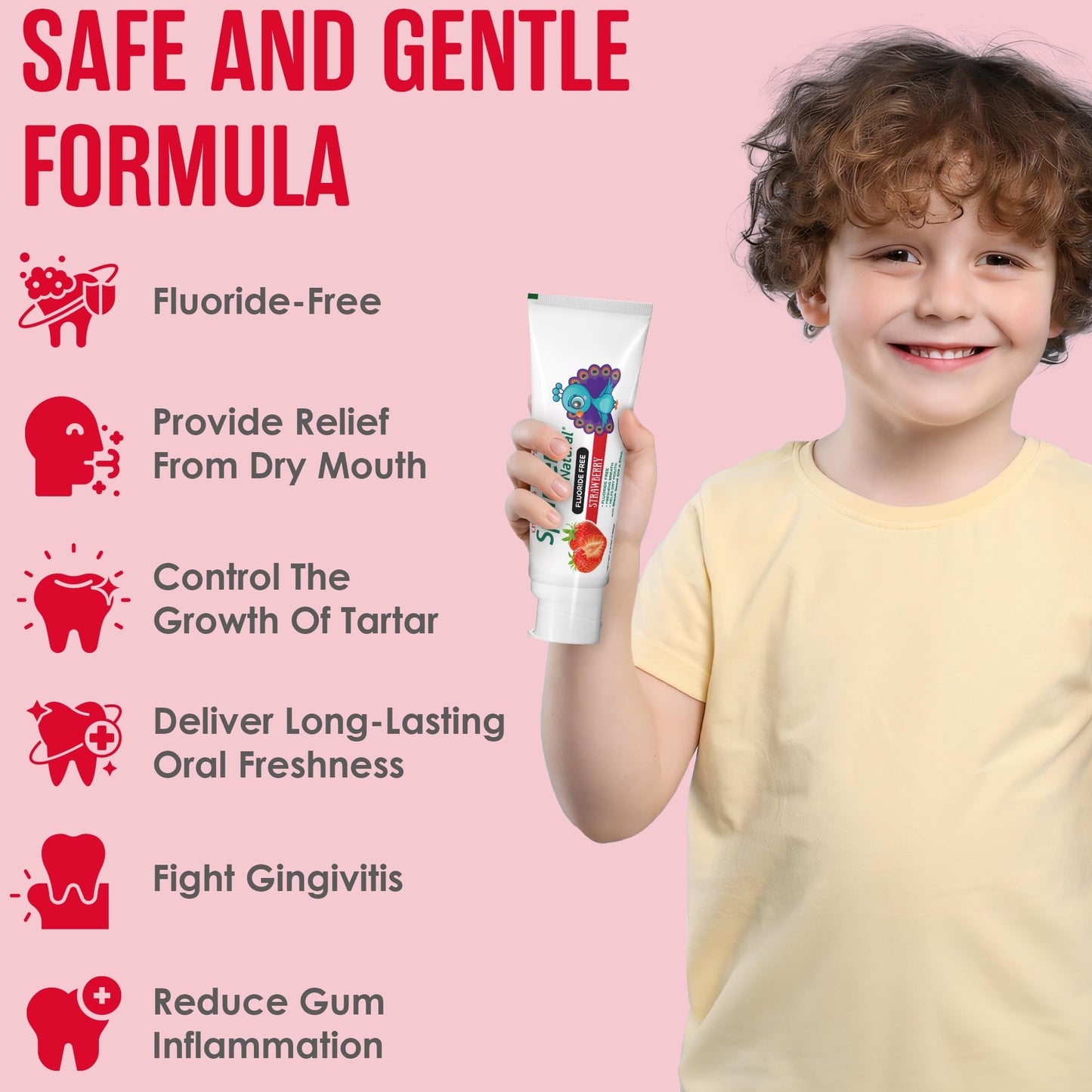 SprinJene Natural Children's Toothpaste – Fluoride-Free Strawberry for Kids | Made in USA 2-Pack