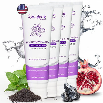 SprinJene Natural Sensitivity & Gum Fluoride Toothpaste – 4 Pack – Made in USA