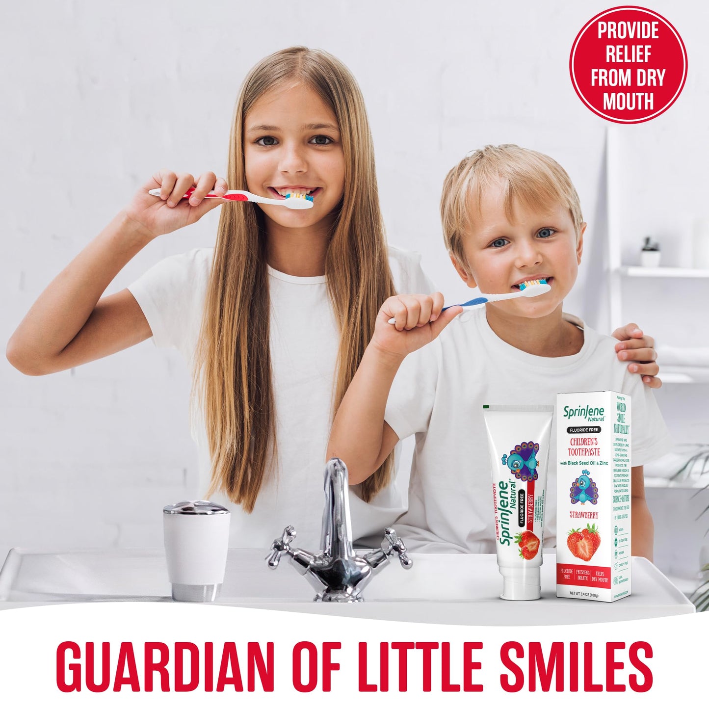 SprinJene Natural Children's Toothpaste – Fluoride-Free Strawberry for Kids | Made in USA 2-Pack