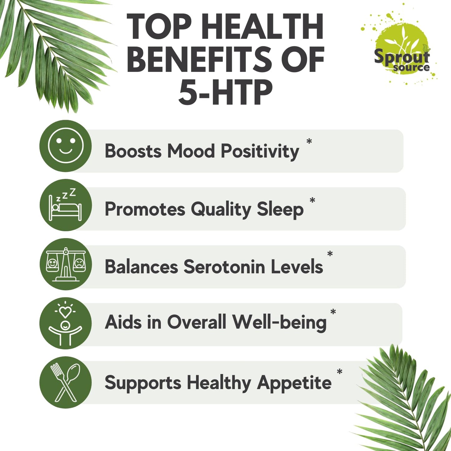 Sprout Source 5-HTP 200mg – Sleep & Mood Support | 90 Capsules