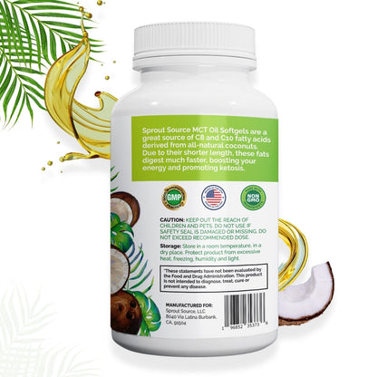 Sprout Source Keto MCT Oil Softgels 1000mg: C8/C10, 90 Softgels, Non-GMO, Gluten-Free