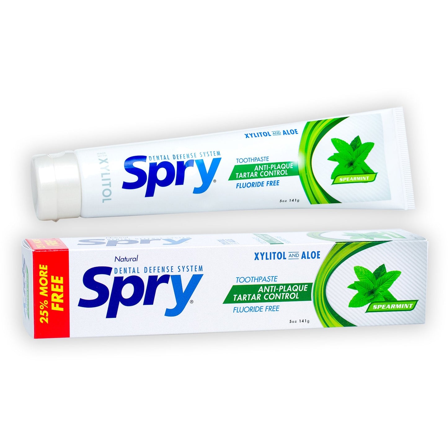 Spry Natural Xylitol Toothpaste 5oz – Fluoride Free, Gentle for Sensitive Teeth, Spearmint