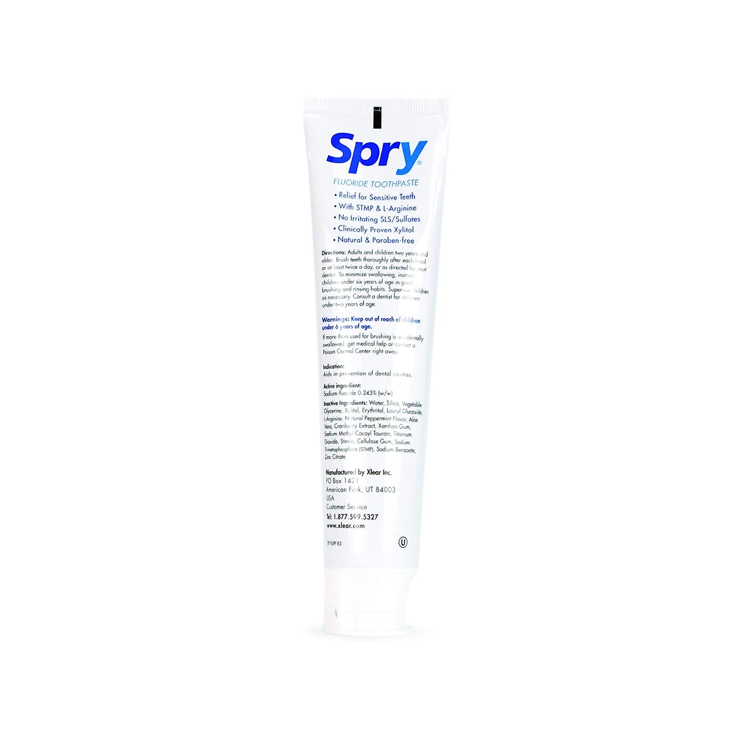 Spry Natural Xylitol Toothpaste 5oz – Fluoride, Whitening & Remineralizing (Pack of 1)