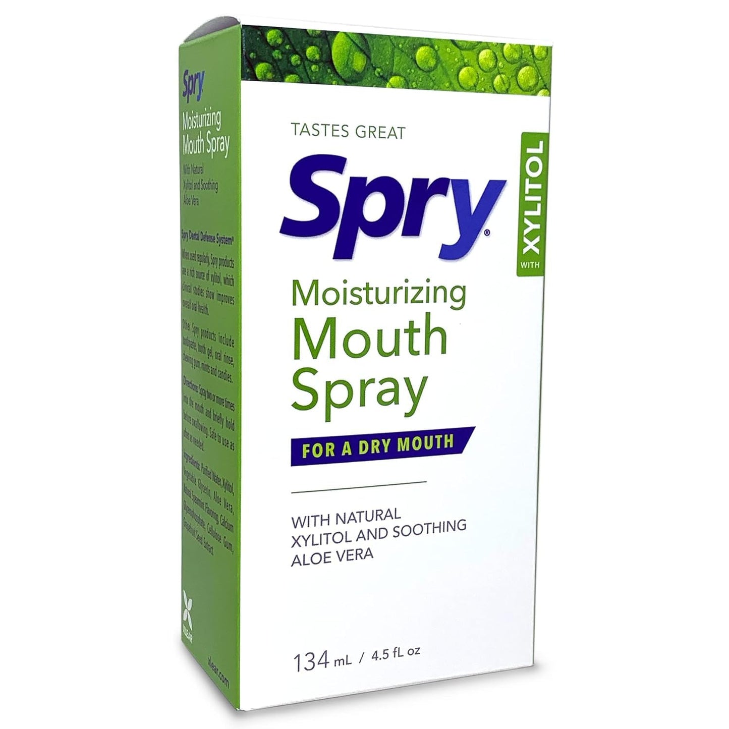 Spry Natural Xylitol Moisturizing Dry Mouth Spray – Stop Bad Breath, Increase Saliva, Non-GMO, Gluten-Free, Spearmint (Pack of 2)