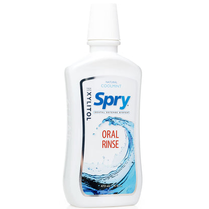Spry Xylitol Mouthwash Fluoride Free with Enamel Support – Coolmint (2x16 oz)