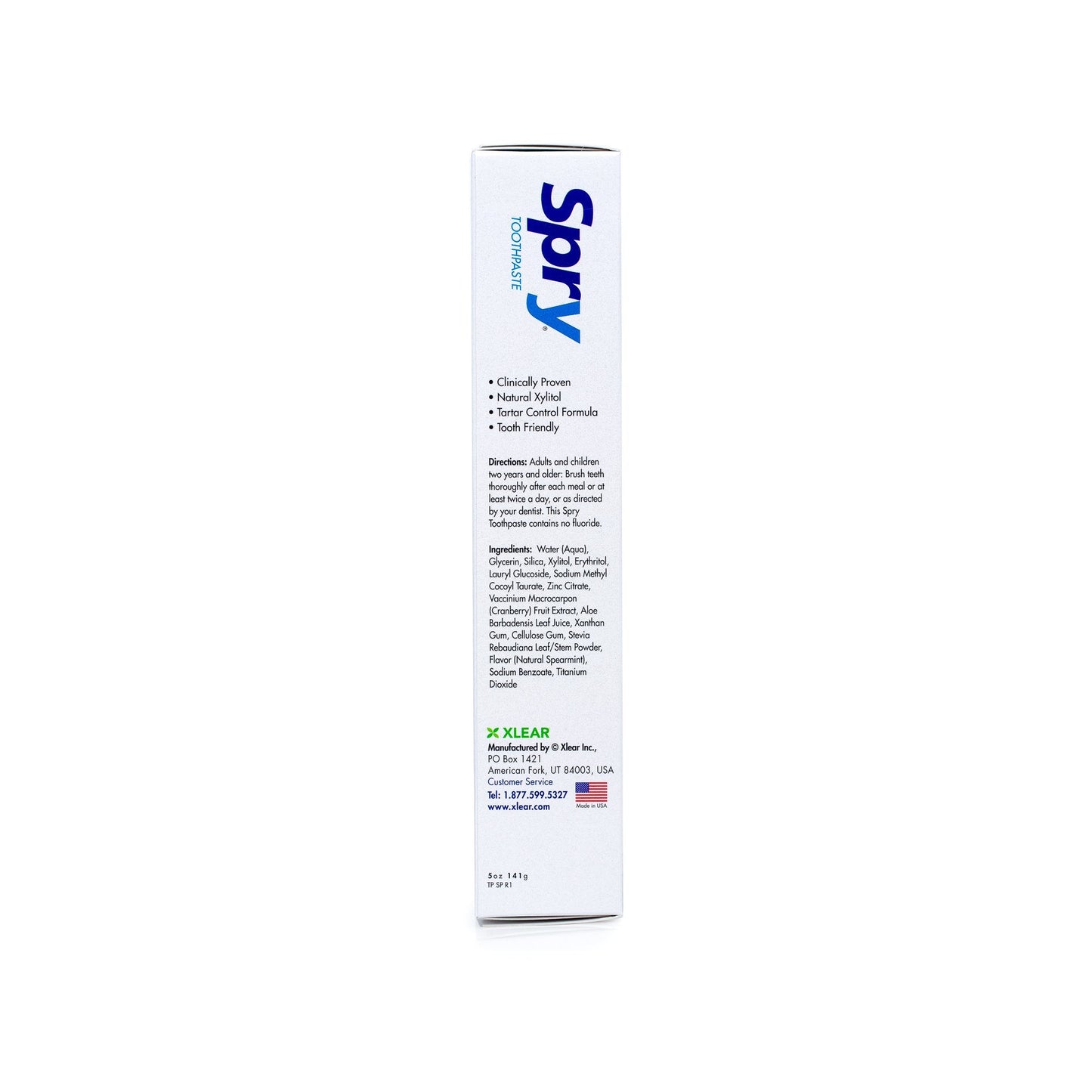 Spry Natural Xylitol Toothpaste 5oz – Fluoride Free, Gentle for Sensitive Teeth, Spearmint