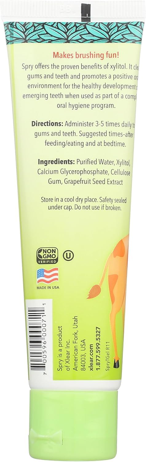 Spry Natural Xylitol Toothpaste for Babies & Kids - Fluoride Free, 2 oz Pack