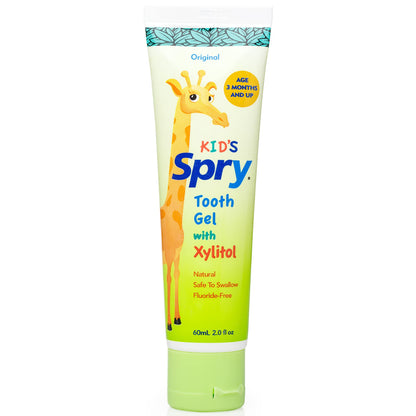 Spry Natural Xylitol Toothpaste for Baby, Toddler & Kids – Fluoride Free Tooth Gel, 4 x 2 oz