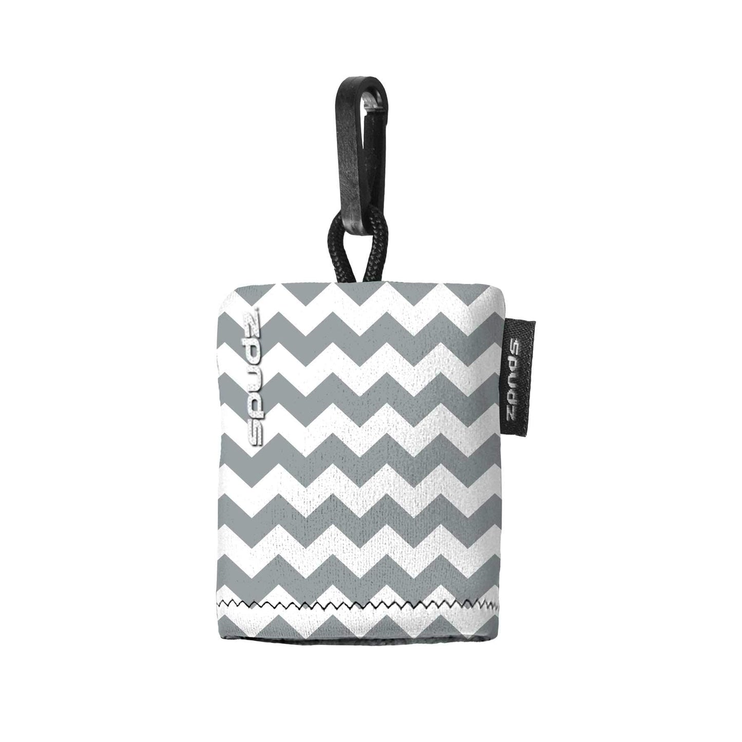 SPUDZ Classic Microfiber Lens Cleaner – Clip-On Pouch, Washable | Gray Chevron, 6x6 in (3-Pack)