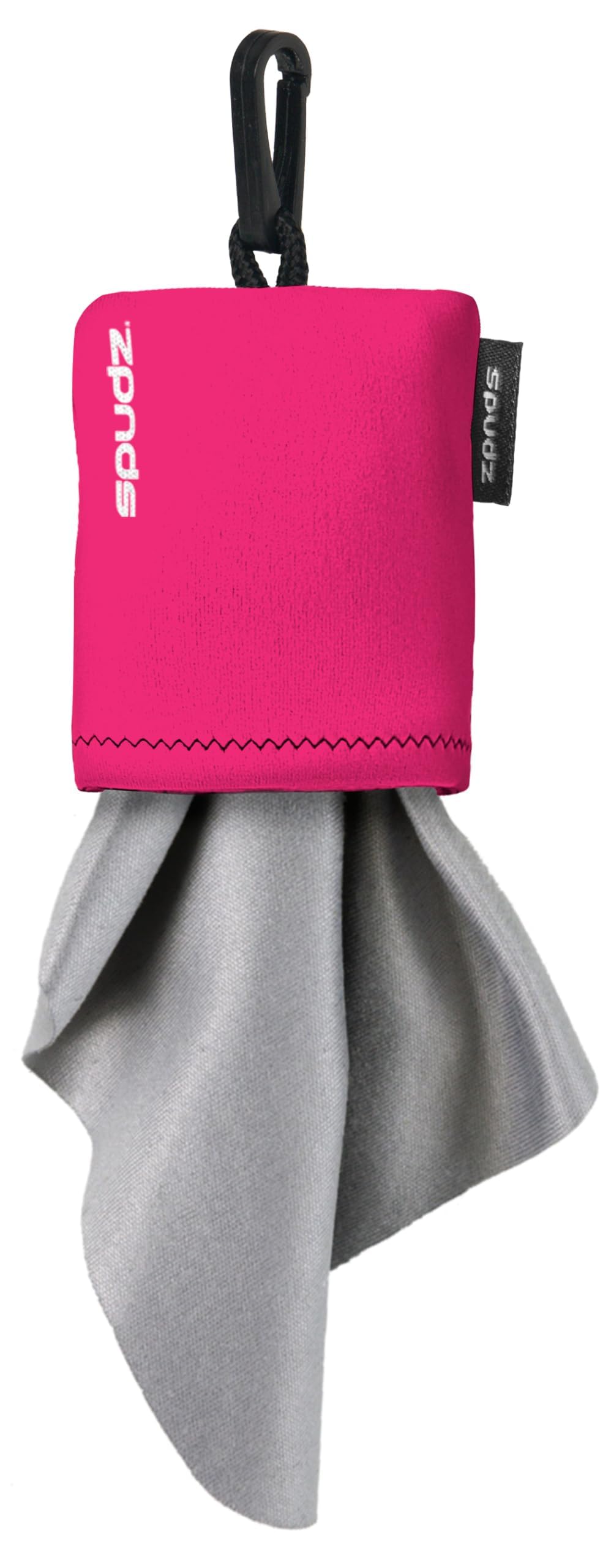 SPUDZ Classic Microfiber Lens Cleaner – Clip-On Pouch, Washable, 10x10 in (Pink) – 2-Pack