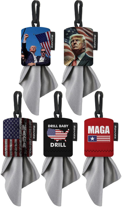 SPUDZ Classic Trump MAGA Variety Pack | 5 Microfiber Towels with Neoprene Pouches