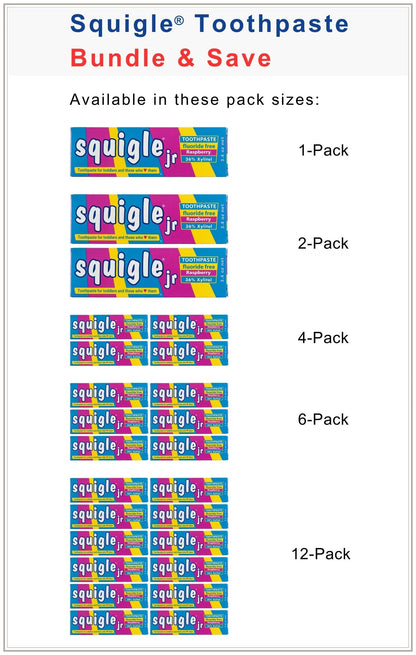 Squigle Jr Toothpaste (Infants & Toddlers) - Travel Size 3.4 oz | No SLS, Fluoride Free, Cavity & Sensitivity Protection