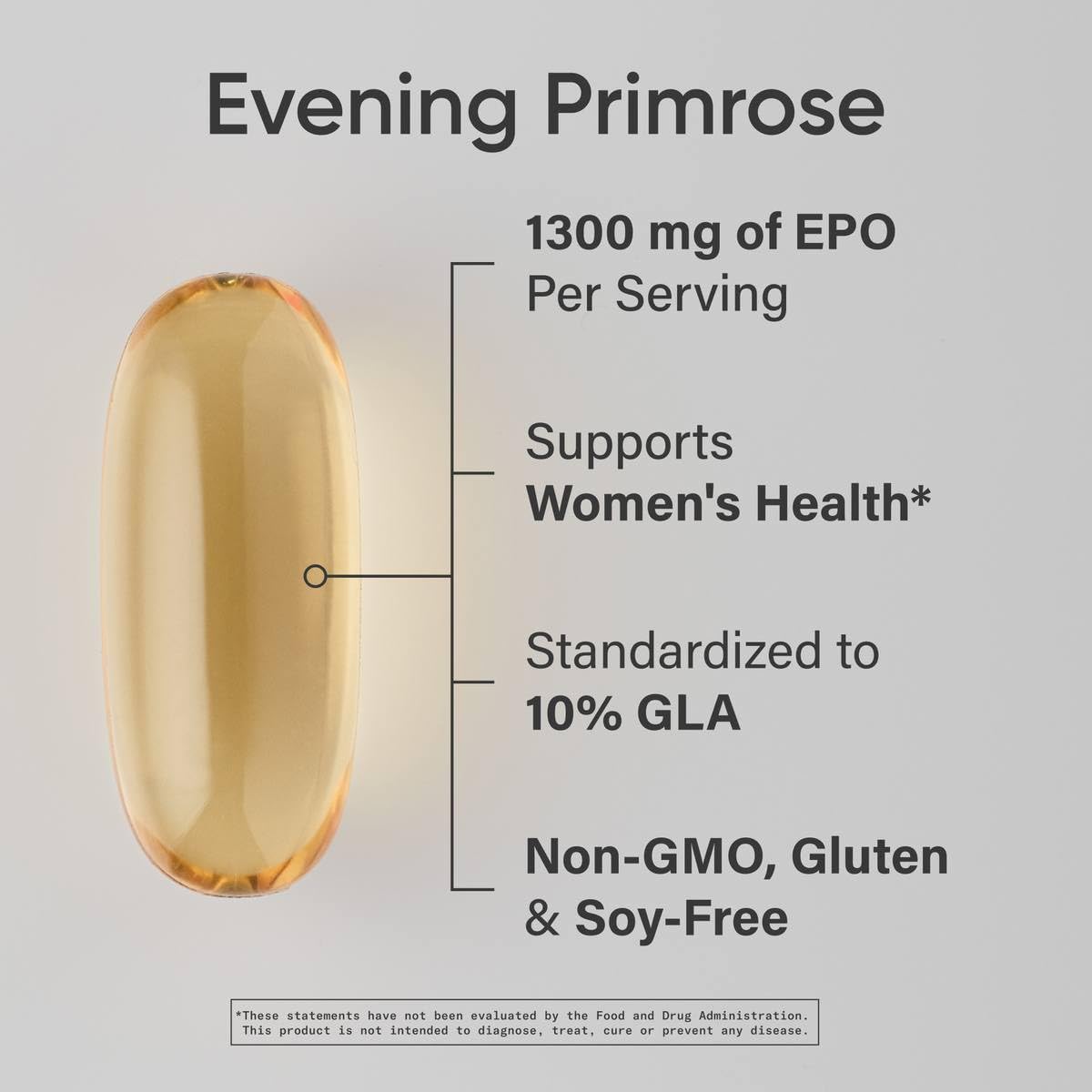 Sports Research Evening Primrose Oil Softgels - High Potency 1300mg (30 Count) | Women’s Health & Skin Health
