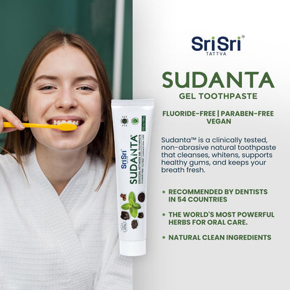 Sri Sri Tattva Sudanta Charcoal Toothpaste Gel – SLS Free & Fluoride Free Herbal Toothpaste with Neem & Ayurvedic Herbs – Natural Whitening & Gum Care – 100 g Tube (Pack of 1)