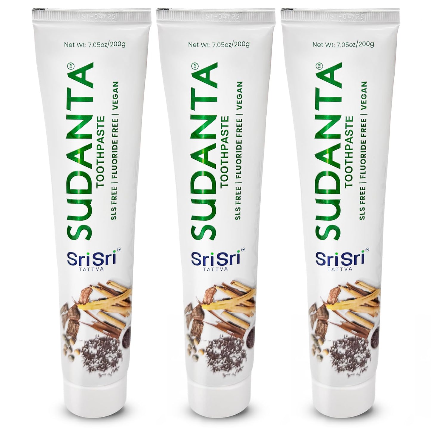Sri Sri Tattva Sudanta Herbal Toothpaste – SLS Free & Fluoride Free | 200 g Pack of 3