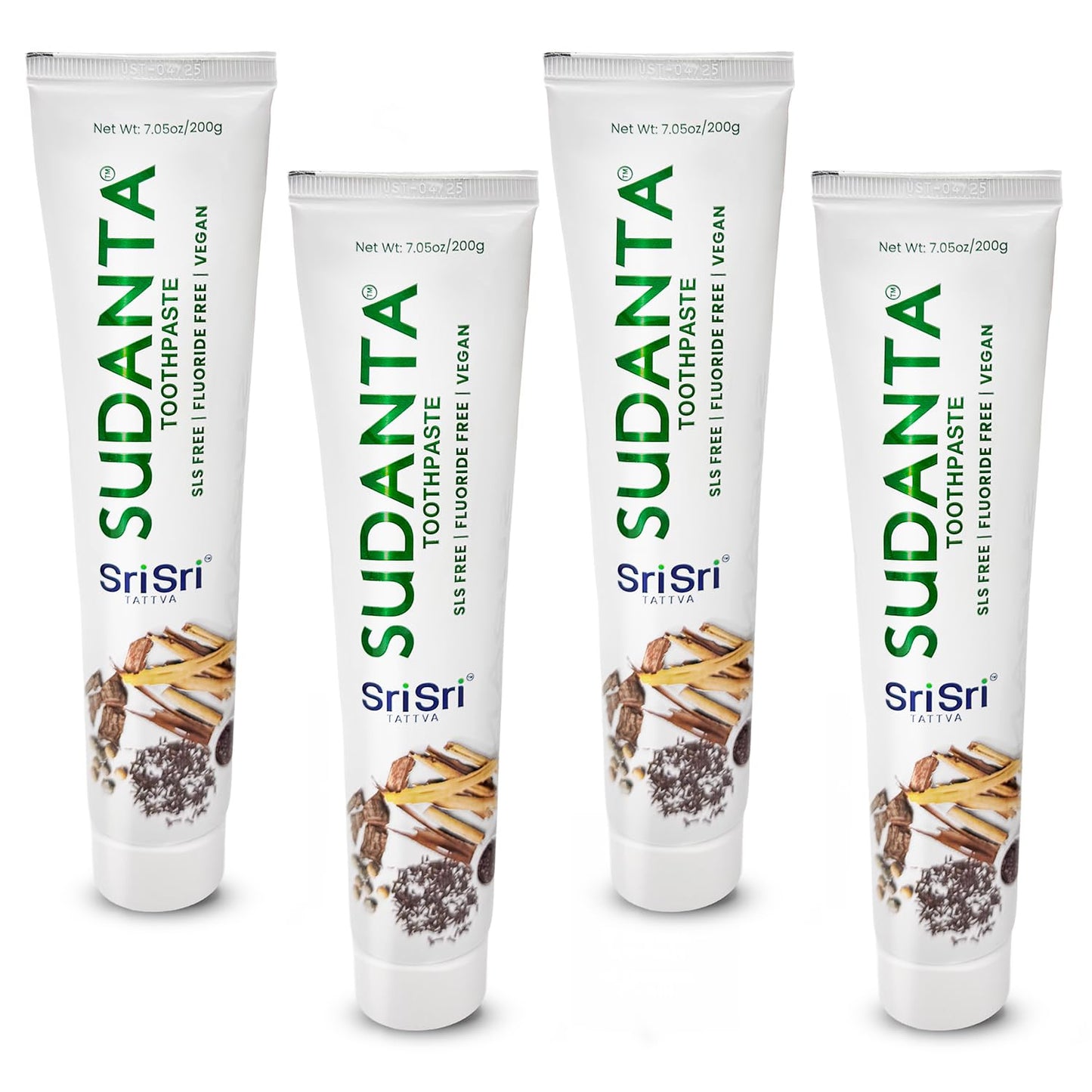 Sri Sri Tattva Sudanta Herbal Toothpaste – SLS Free & Fluoride Free Ayurvedic (200 g Pack of 4)