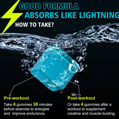 SSGP Creatine Monohydrate Gummies – Blueberry, 120ct with L-Taurine & B12 (Vegan, Sugar-Free)