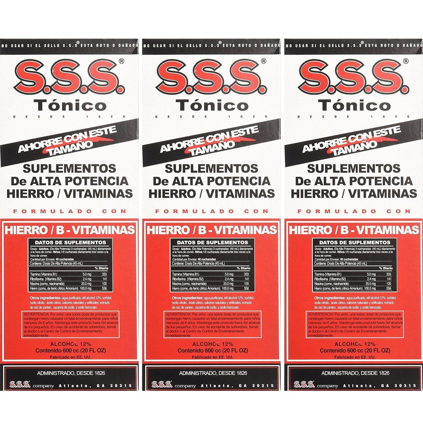 SSS Company S.S.S. Tonic Liquid Large 20 oz – Pack of 3 – Iron-Rich