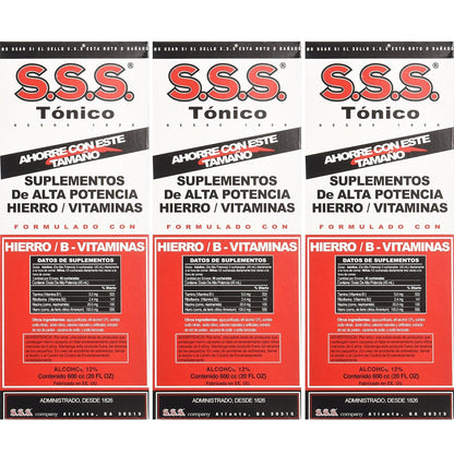 SSS Company S.S.S. Tonic Liquid Large 20 oz – Pack of 3 – Iron-Rich