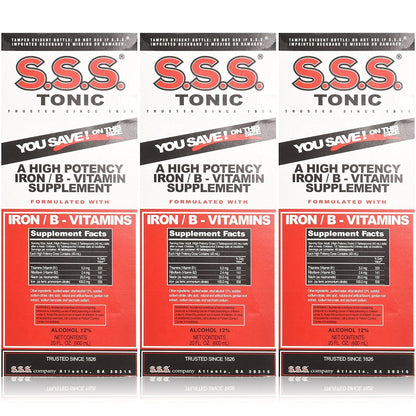 SSS Company S.S.S. Tonic Liquid Large 20 oz – Pack of 3 – Iron-Rich