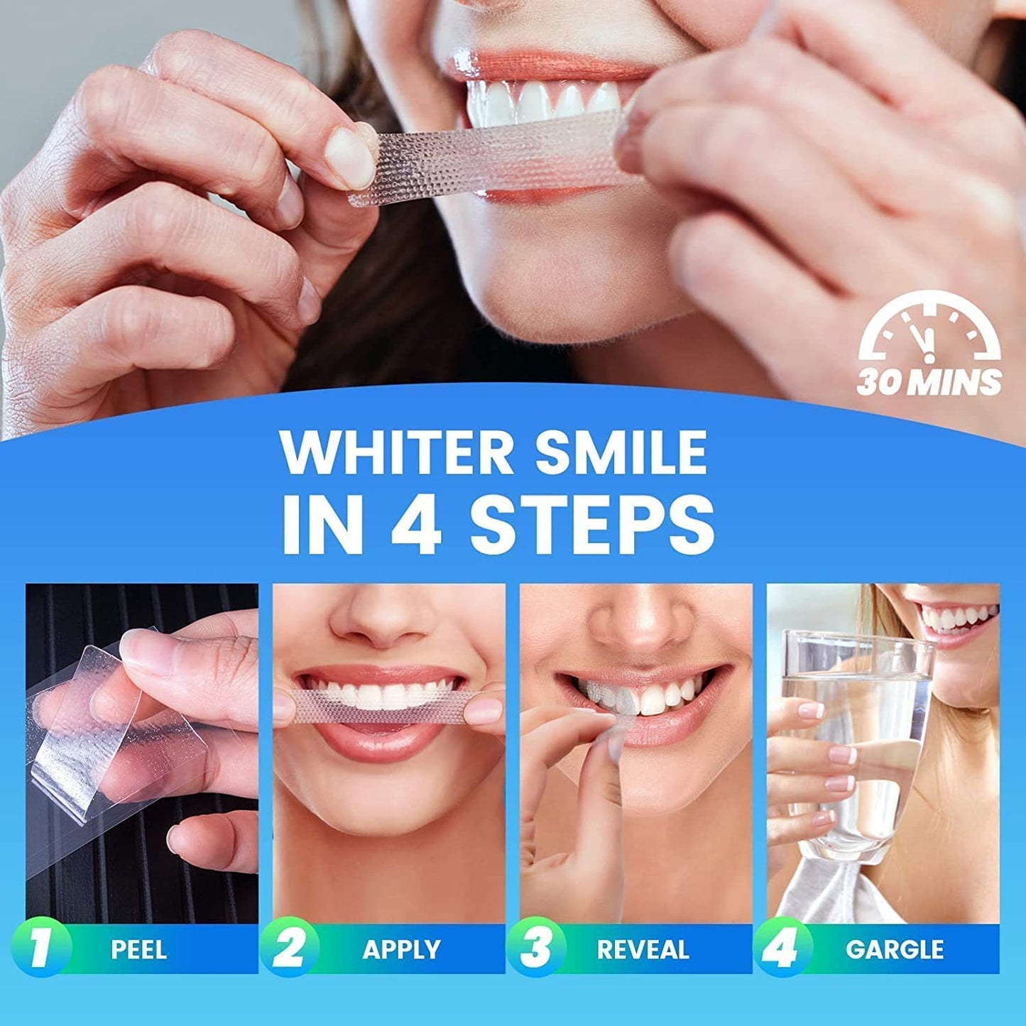 Teeth Whitening Strips – 28 Pcs, 14 Treatments, Safe for Sensitive Teeth