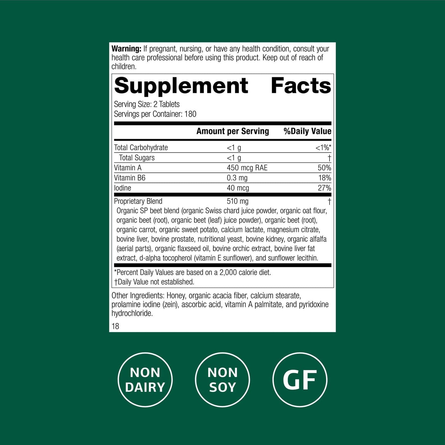 Standard Process A-F Betafood – Gluten-Free Liver & Gallbladder Support with Vitamin A, Iodine & B6