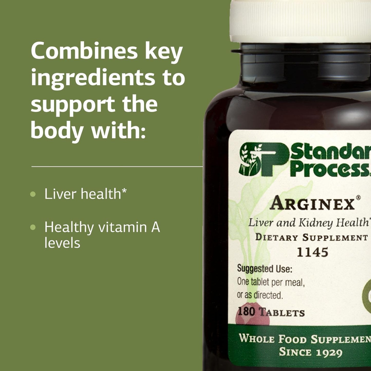 Standard Process Arginex – Whole Food Liver & Kidney Support, 180 Tablets