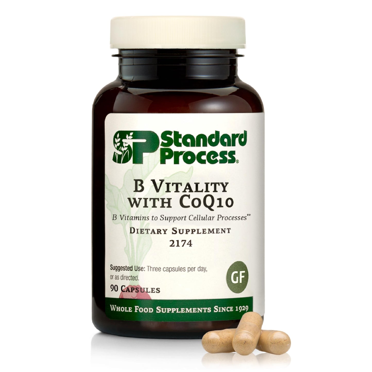 Standard Process B Vitality with CoQ10 – Cellular Health Supplement (Vegan, Gluten‑Free, Non‑Dairy) 90 Capsules