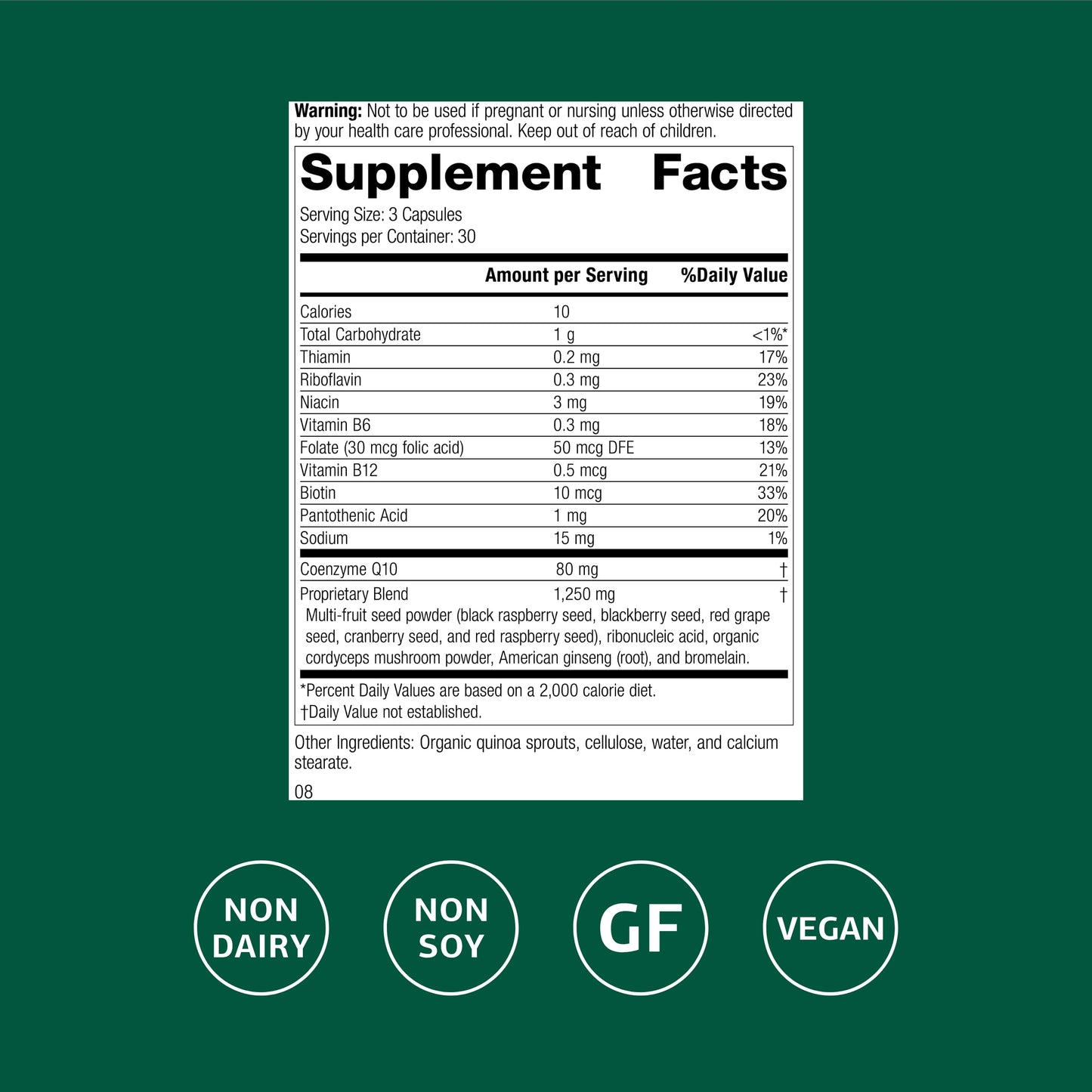 Standard Process B Vitality with CoQ10 – Cellular Health Supplement (Vegan, Gluten‑Free, Non‑Dairy) 90 Capsules