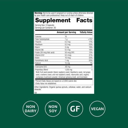 Standard Process B Vitality with CoQ10 – Cellular Health Supplement (Vegan, Gluten‑Free, Non‑Dairy) 90 Capsules