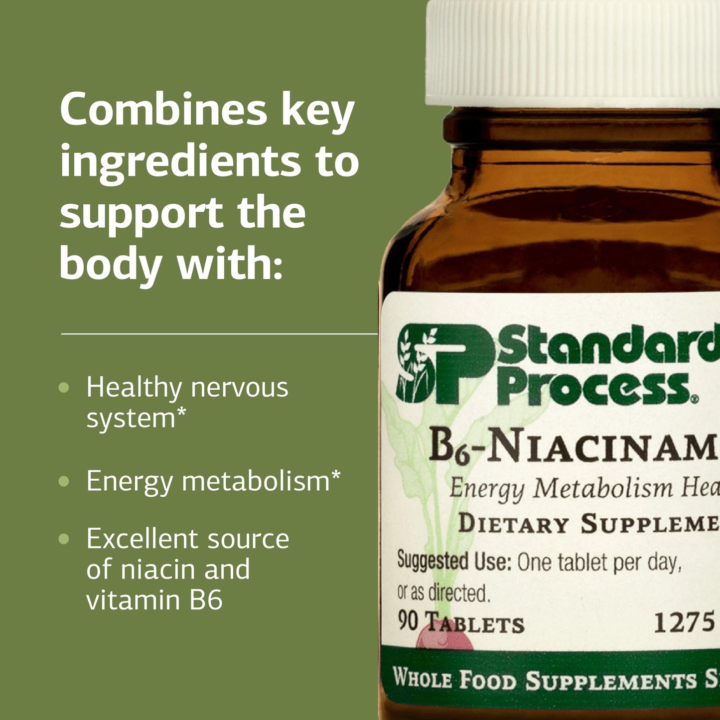 Standard Process B6-Niacinamide – Supports Energy Metabolism & Heart Health | Gluten-Free, Non-Dairy & Non-Soy – 90 Tablets